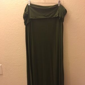 Olive green fold over full length maxi skirt